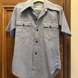 Towncraft Light Blue Short-Sleeve Chambray Button-Down Shirt